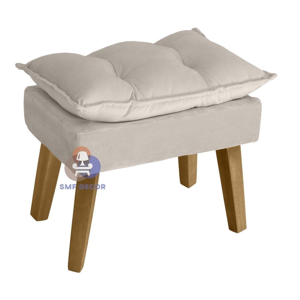 Puff Banqueta Decorativa Glamour Opala Com Pés Quadrado