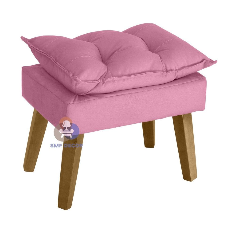Puff Banqueta Decorativa Glamour Opala Com Pés Quadrado
