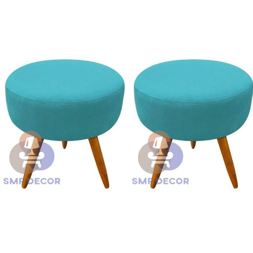 Kit 02 Puff Redondo Pés Palito