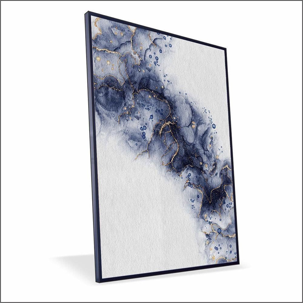 Quadro Fumaça Azul Vinil Com Vidro Tamanho-moldura 20x20 Caixa Cor Preta