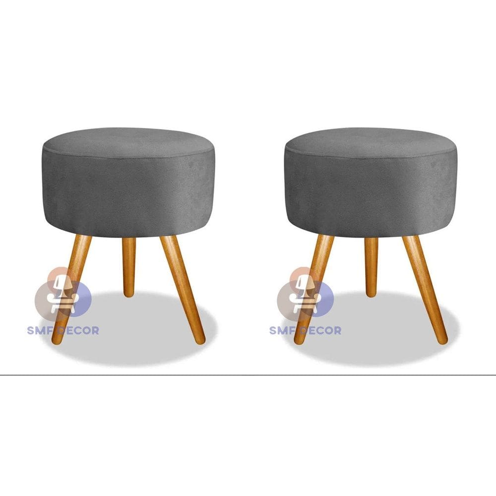 Kit 02 Puff Redondo Pés Palito