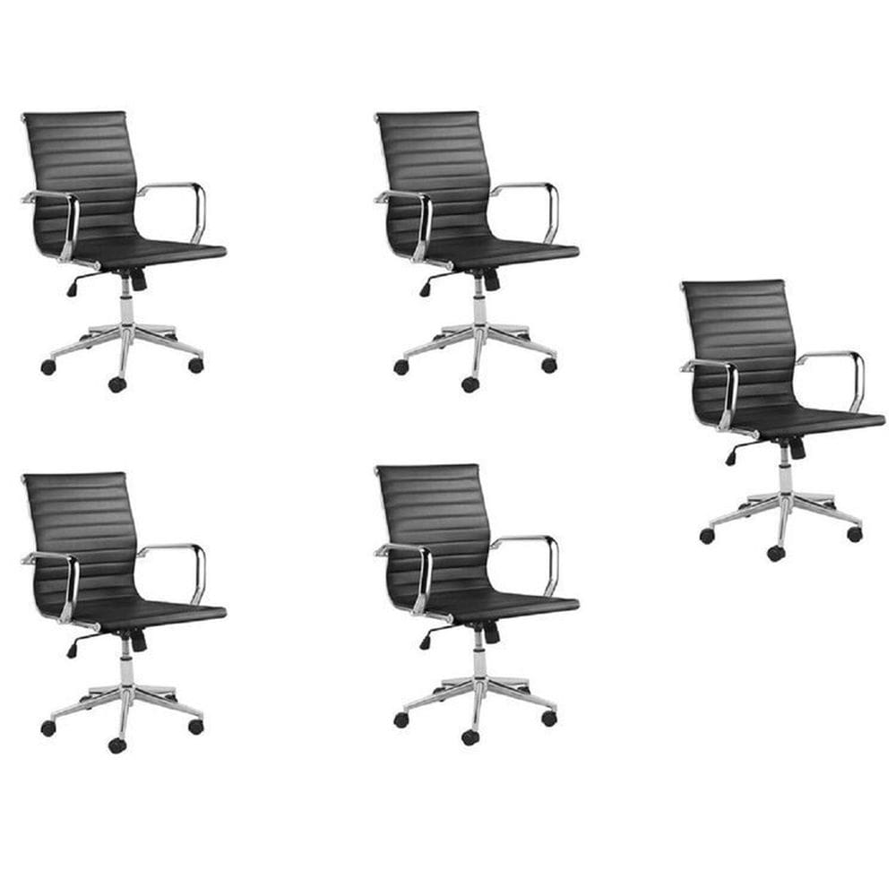 Kit 5 Cadeiras de Escritório Office Sevilha Baixa Preto
