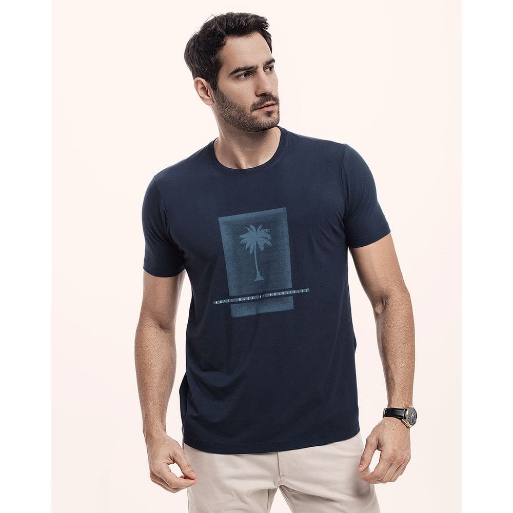 Camiseta Masculina Slim Fit Manga Curta Malha de Viscolaycra Premium