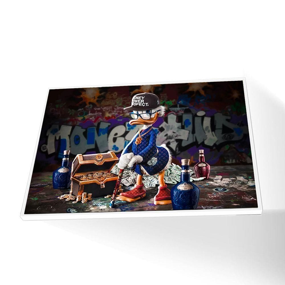Quadro Tio Patinhas Vinil Com Vidro Tamanho-moldura 150x100 Caixa Cor Branca