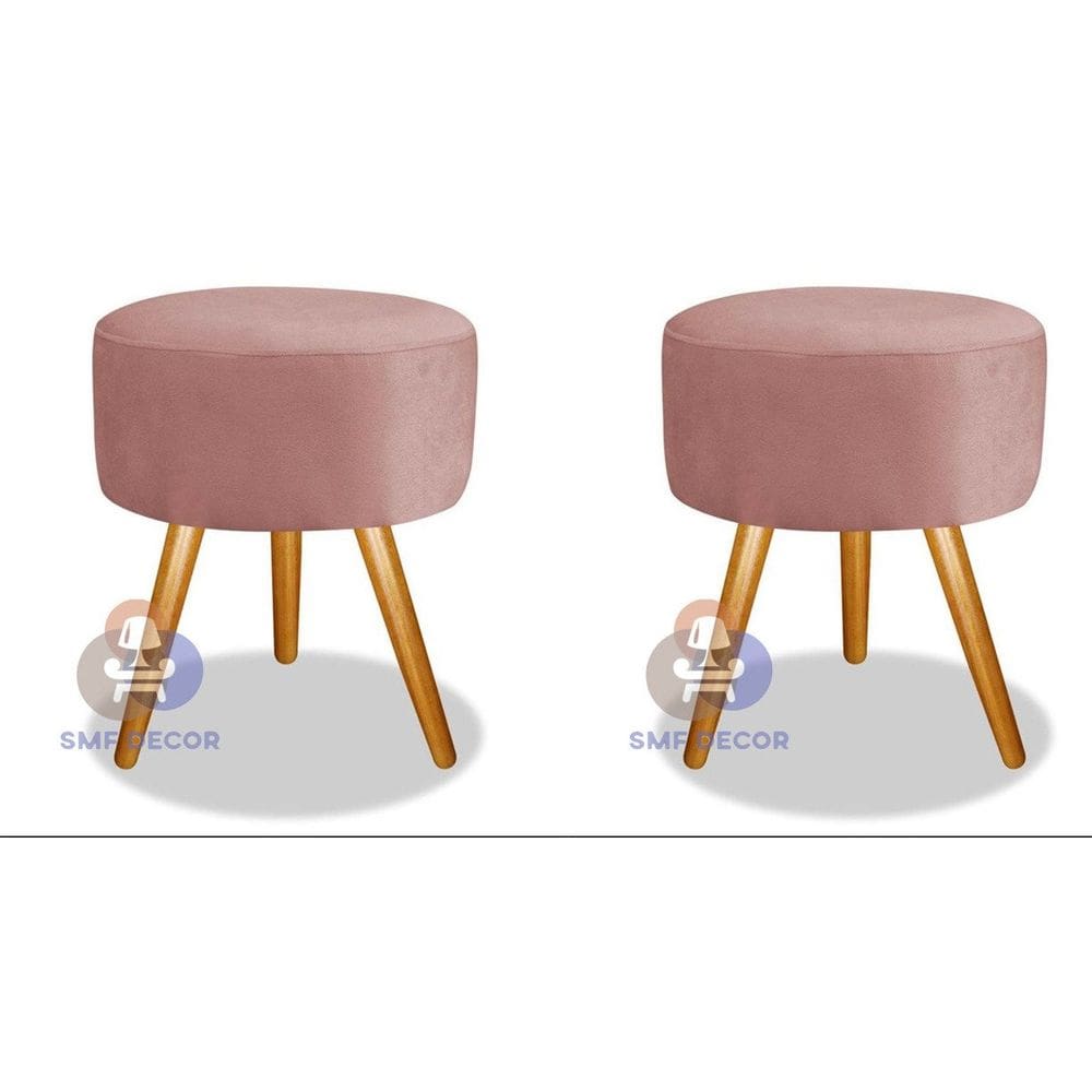 Kit 02 Puff Redondo Pés Palito