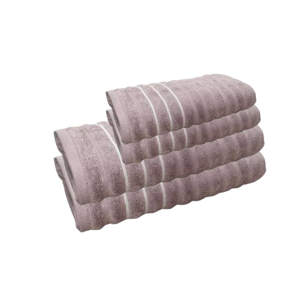 Jogo de Toalhas de Banho 4 peças Leve Macia Ondulada Jacquard Lilas Wave Corttex