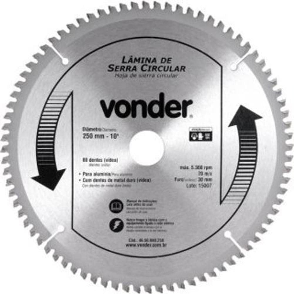 Lamina P/Serra Circular Vonder P/Aluminio 250X30X80