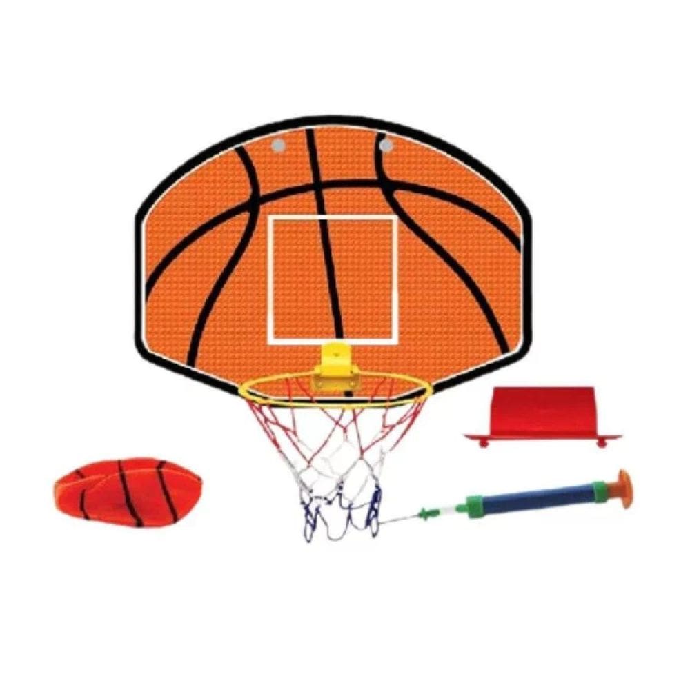 Kit Jogo Basquete de Parede Tabela Aro Bomba Bola Infantil +3 Anos Pais & Filhos