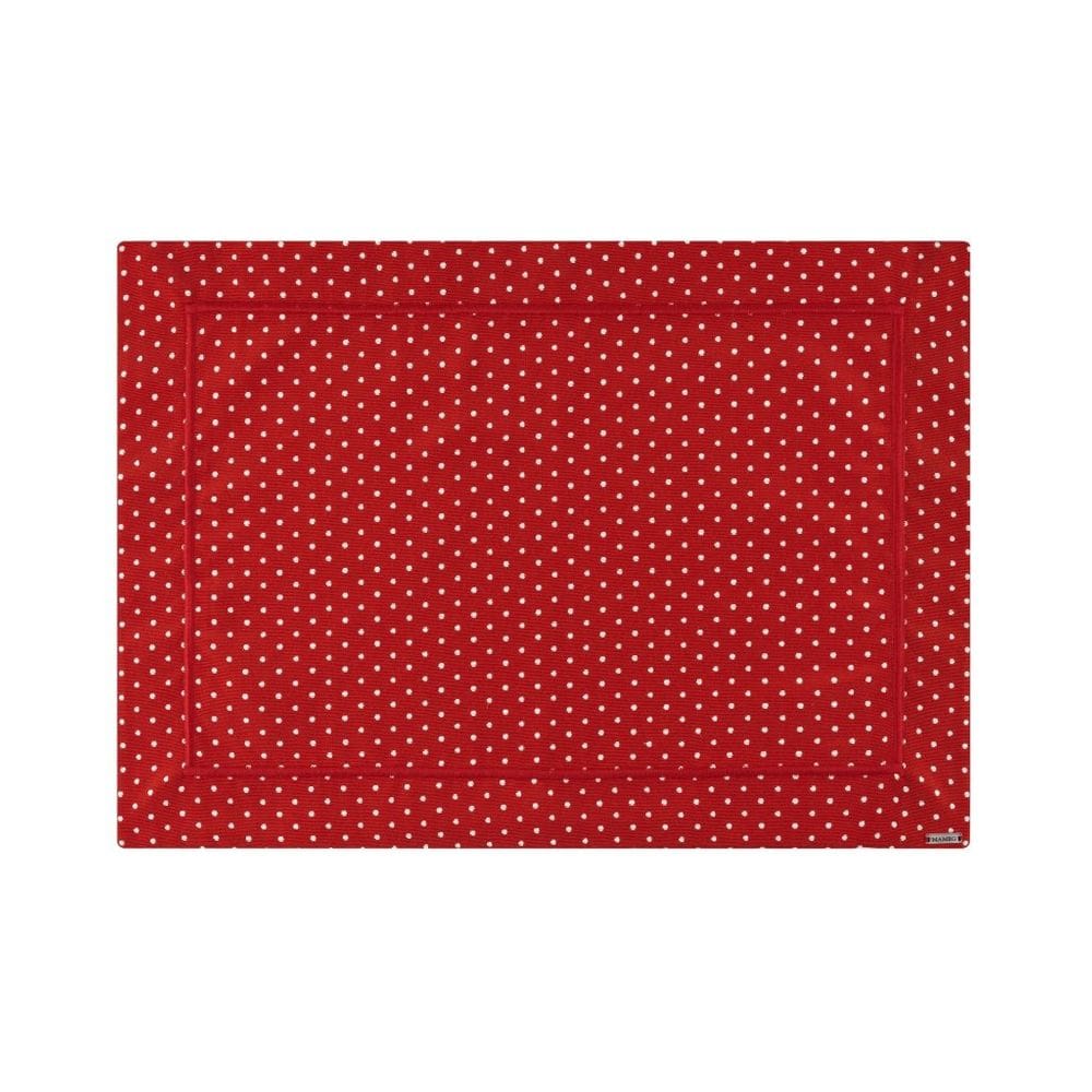 Lugar Americano Em Tecido Jacquard Barra Bordada 50x36cm Mameg Poá Vermelho