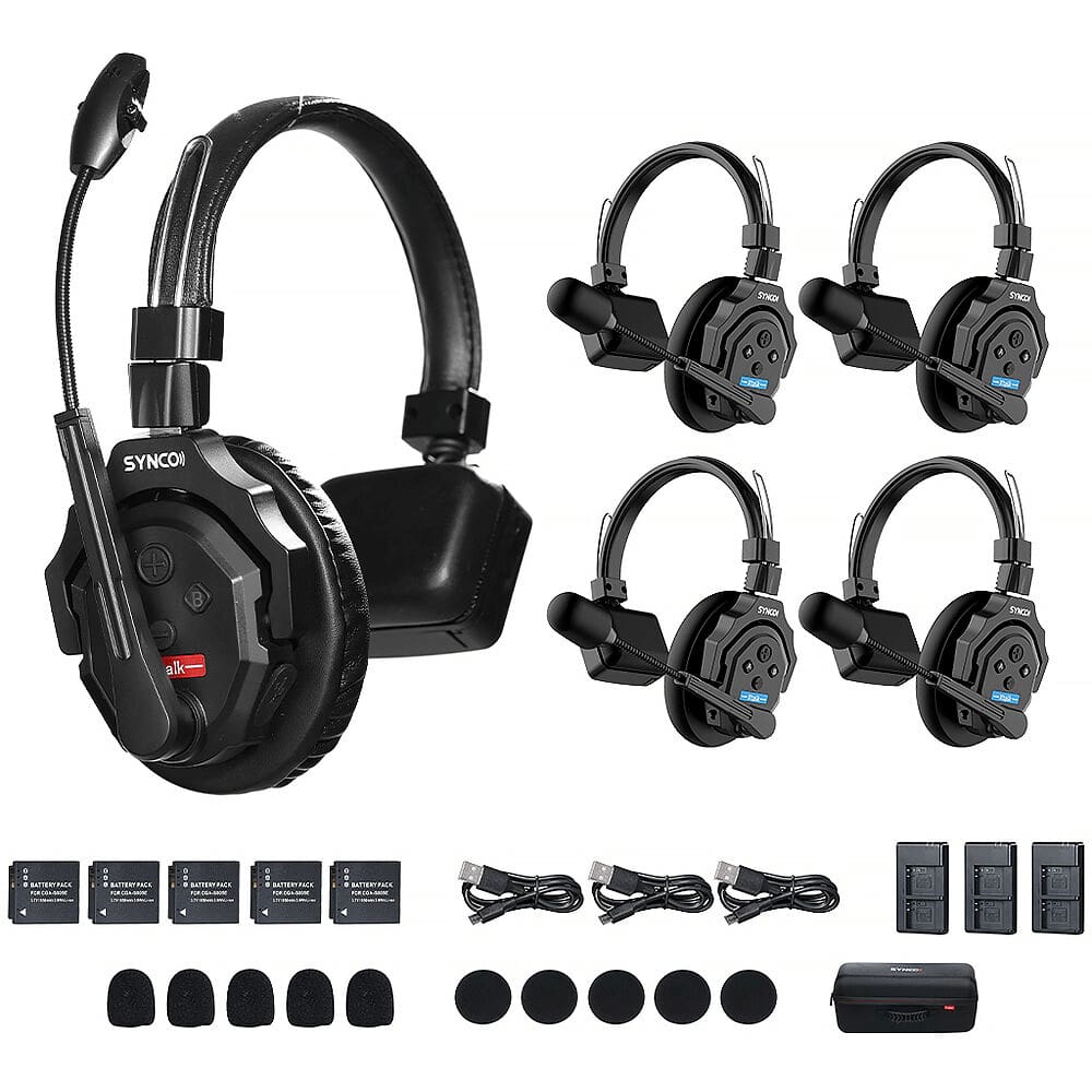 Sistema Intercomunicação Synco X-Talk X5 Wireless Full-Duplex com 5x Fones Headsets