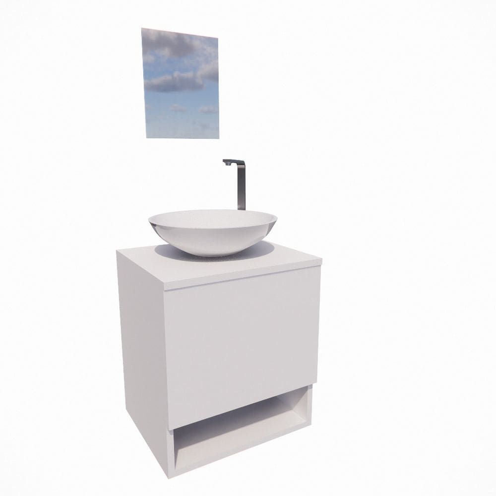Gabinete Armário para Banheiro com Cuba e Espelho 40cm Branco