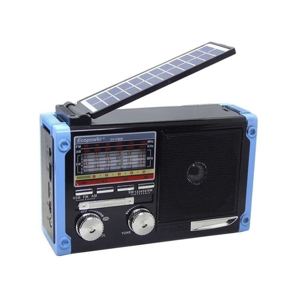 Rádio Portátil Vintage Com Placa Solar Lanterna Recarregável