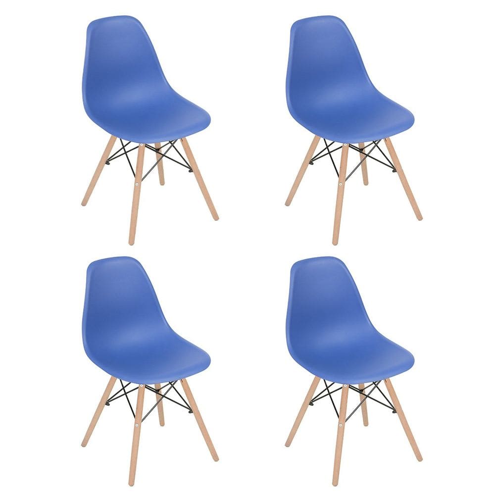 Kit 4 cadeiras Charles Eames Eiffel DSW com pés de madeira clara