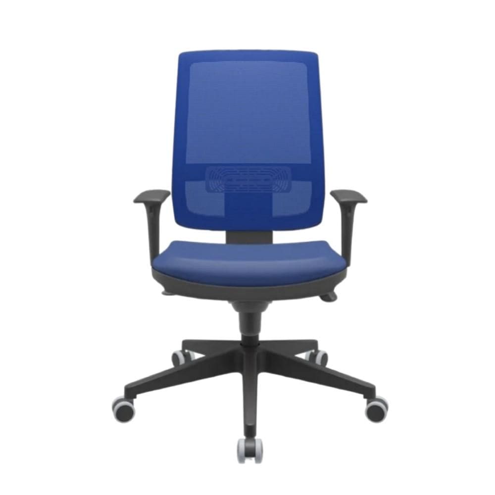 Cadeira Presidente Brizza Backplax Couro Azul Plaxmetal