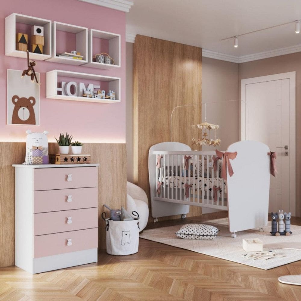 Quarto de Bebê Completo Cômoda e Berço Corujinha Percasa
