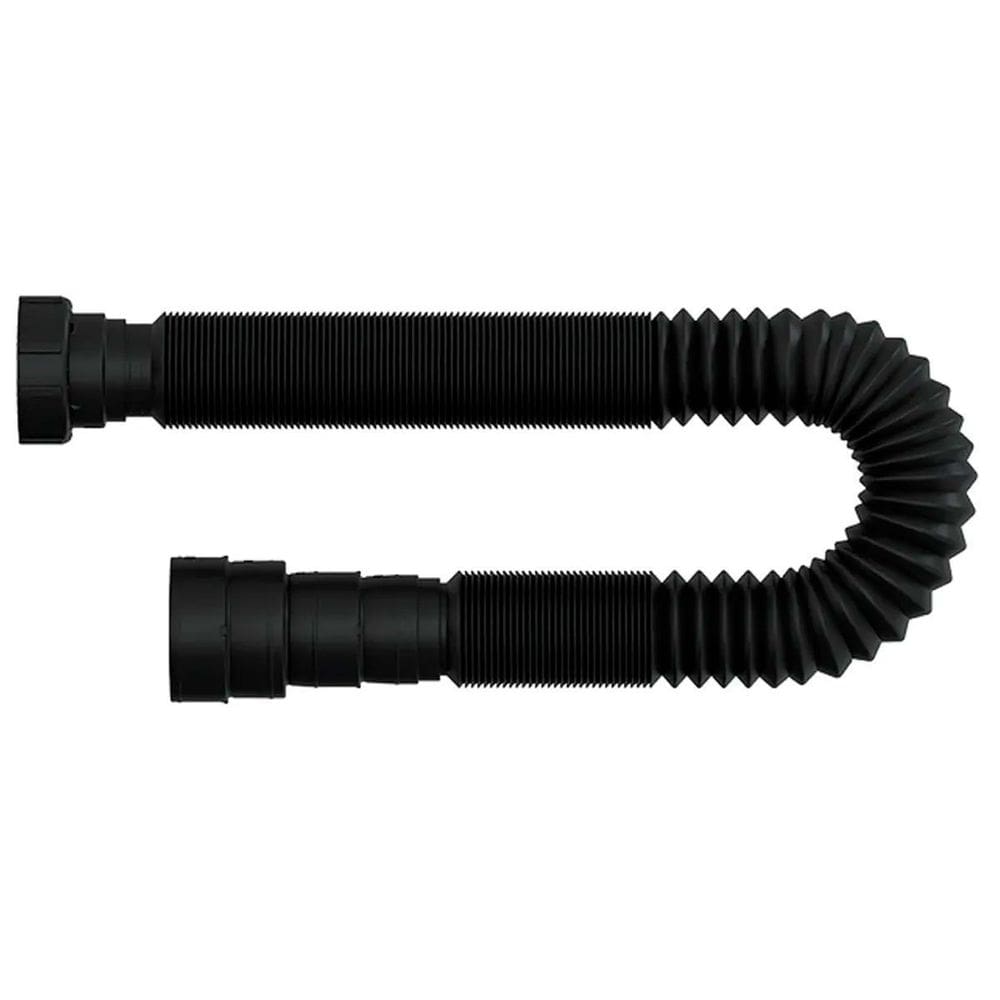 Sifão Universal Sanfonado 1,10m Preto C/ Canopla Blukit