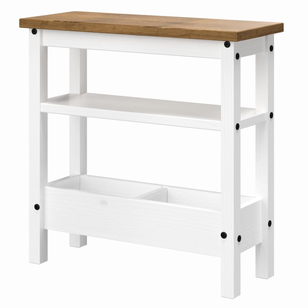 Mesa Lateral em Madeira Maciça Branco Lavado