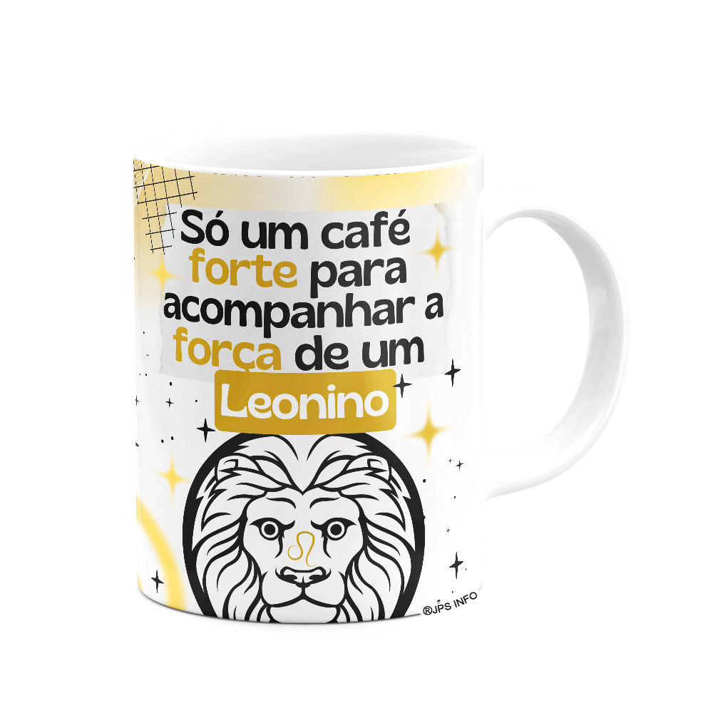 Caneca Divertida Signos Leão - Café e Leonino