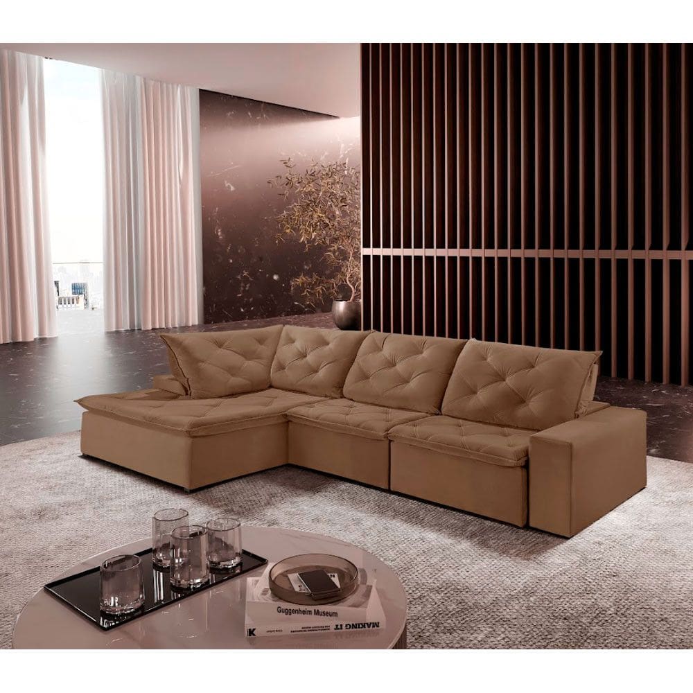 Sofá Hércules Veludo 2 Módulos 80cm B25cm+Chaise 130cm Meu Sofá Online