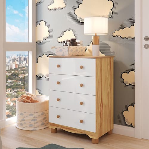 imagem-Cômoda 4 Gavetas Junior New Móveis Peroba - Branco