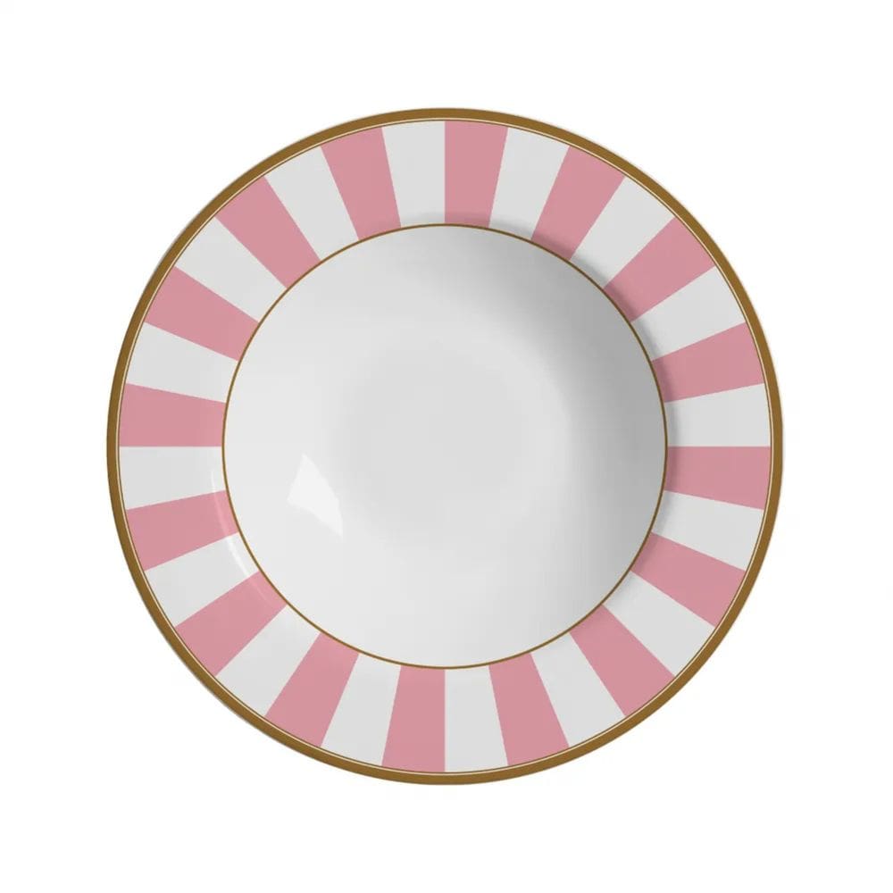 Jogo de 6 Pratos Fundo25 cm Stripe Rosa - Alleanza