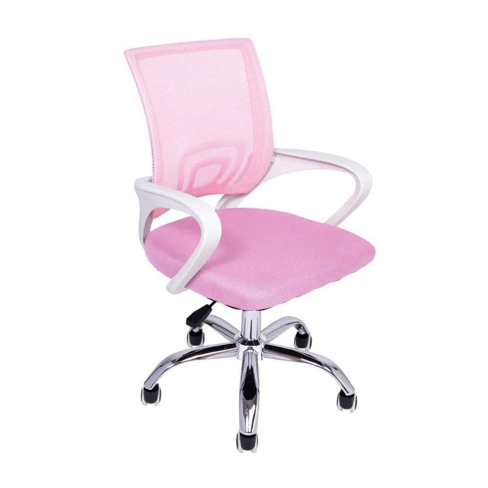 Cadeira De Escritório Begonia Tela Mesh Ergonômica Giratória Rosa