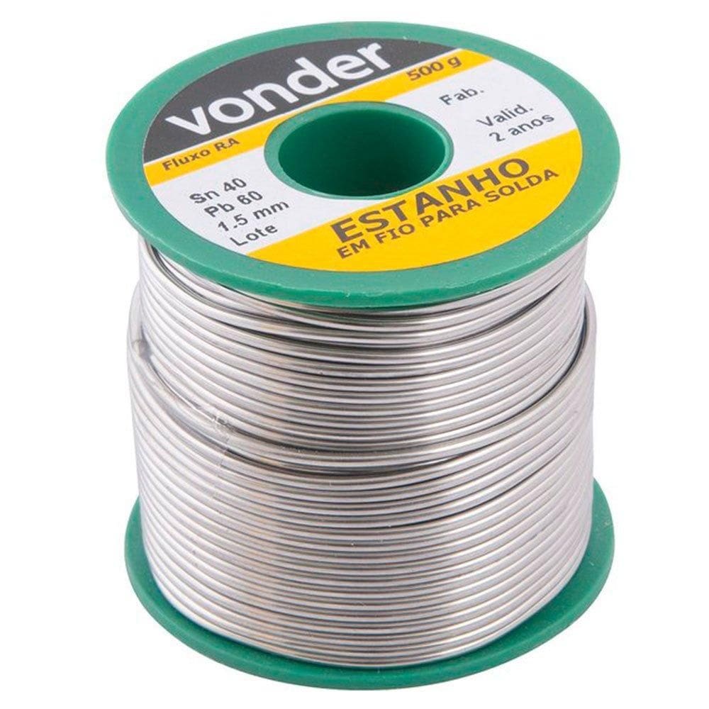 Cartela Estanho em Fio 1,5mm 40 x 60mm para Solda - VONDER