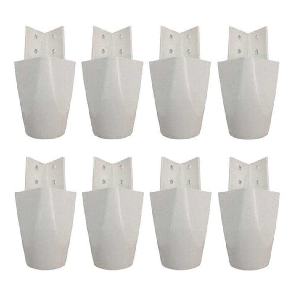 Kit Com 8 Pés Para Guarda Roupas Armários Roupeiros 7cm De Altura Branco Modelo Mari Plástico