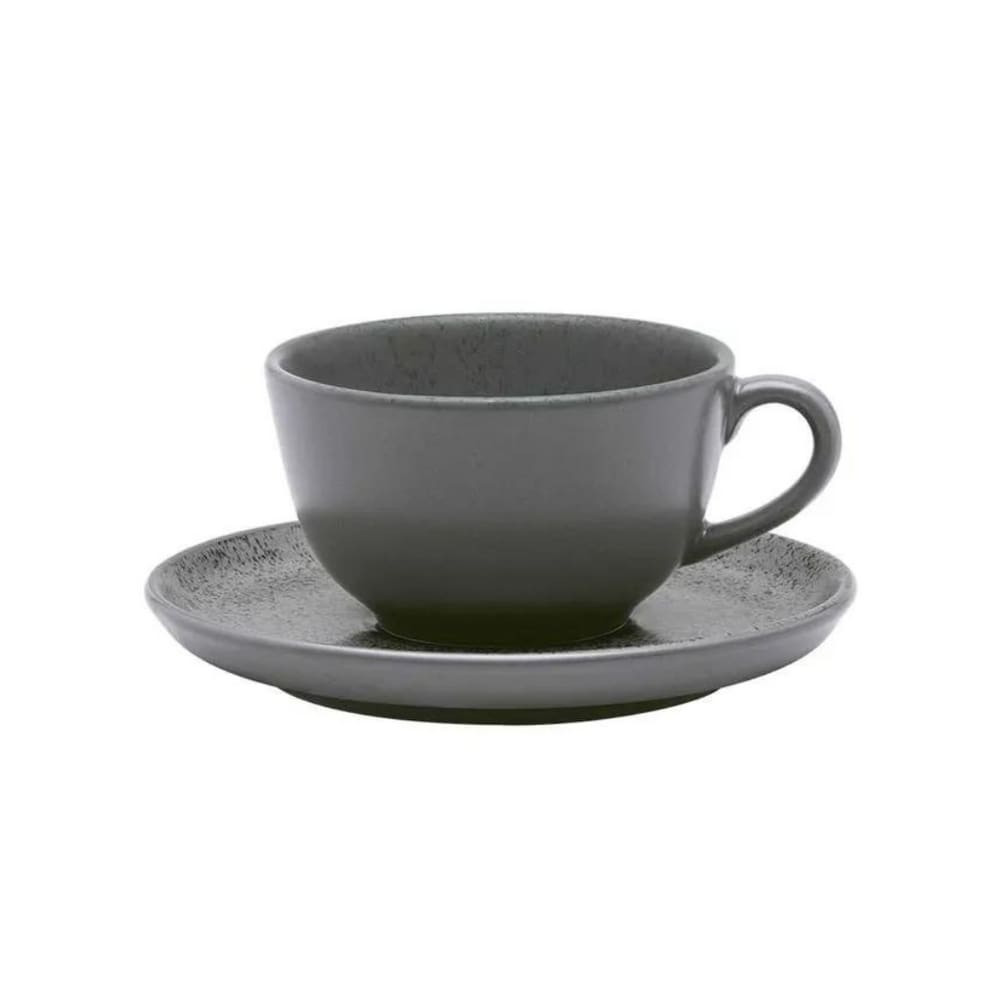 Xícara Para Chá Com Pires Em Cerâmica Flat Gray 200ml Oxford