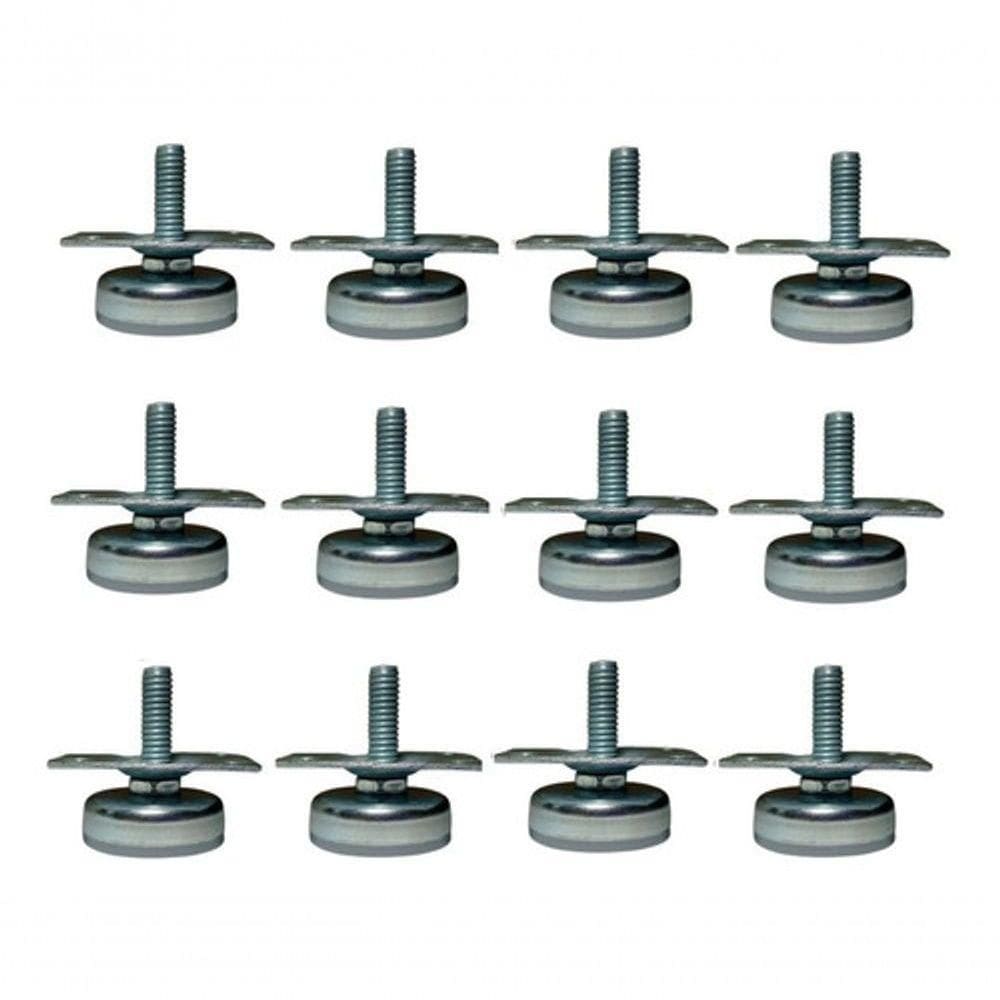 Kit 12 Pés Para Cadeiras Mesas Rosca 5-16 C- Chapas Niveladores Puffs Sofas Armarios Móveis Em Geral