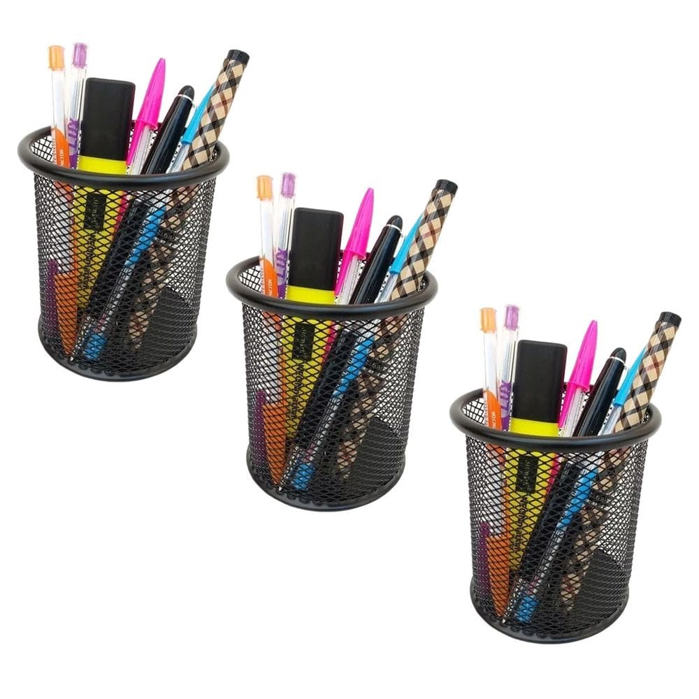 Porta Lapis Aramado Kit 3 Unidades Organizador Caneta Lapis Home Office Escrivaninha Mesa de Trabalho Escritorio Resistente Multiuso