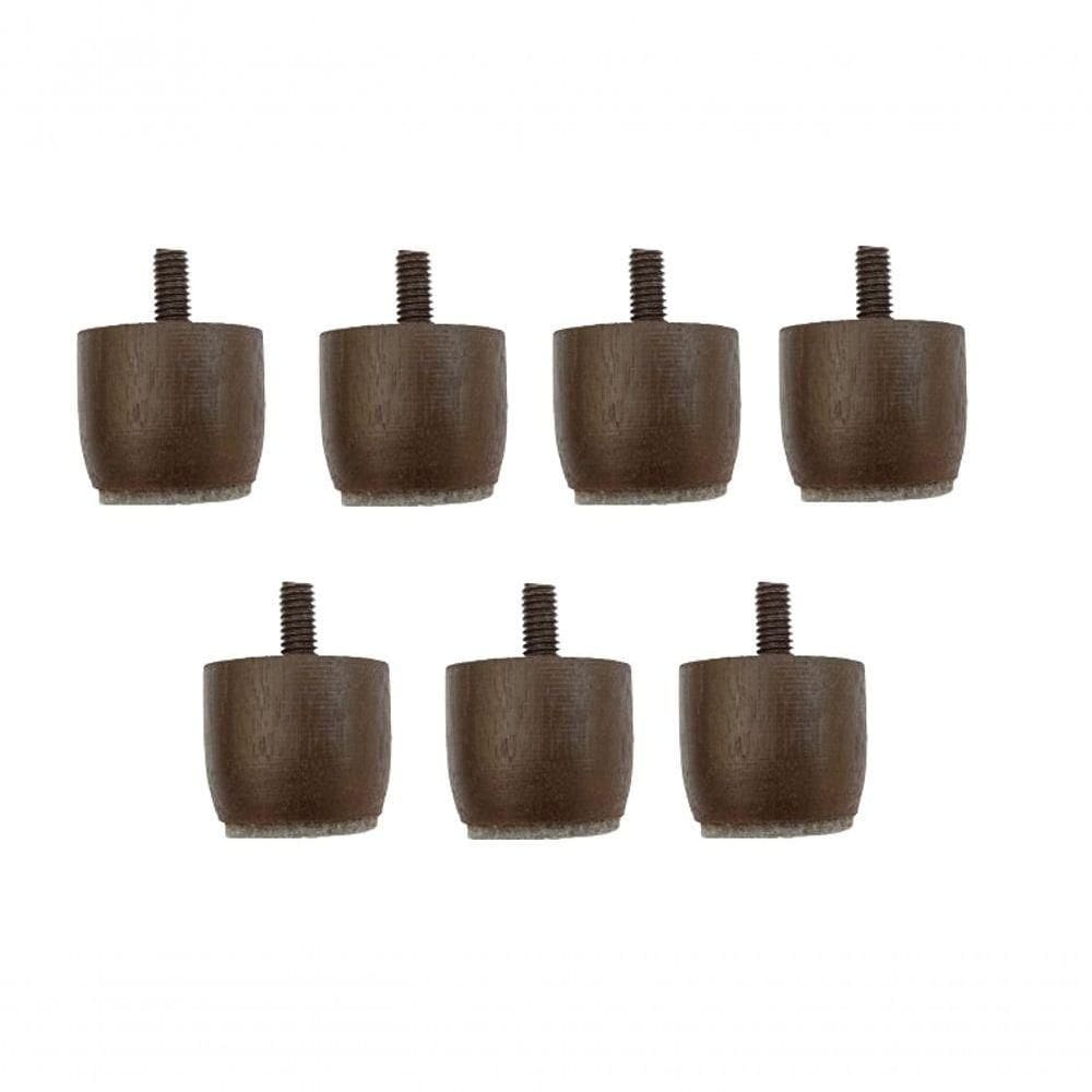 Kit 7 Pés Cama Box Baú Casal Marrom Mini Altura 3cm Madeira