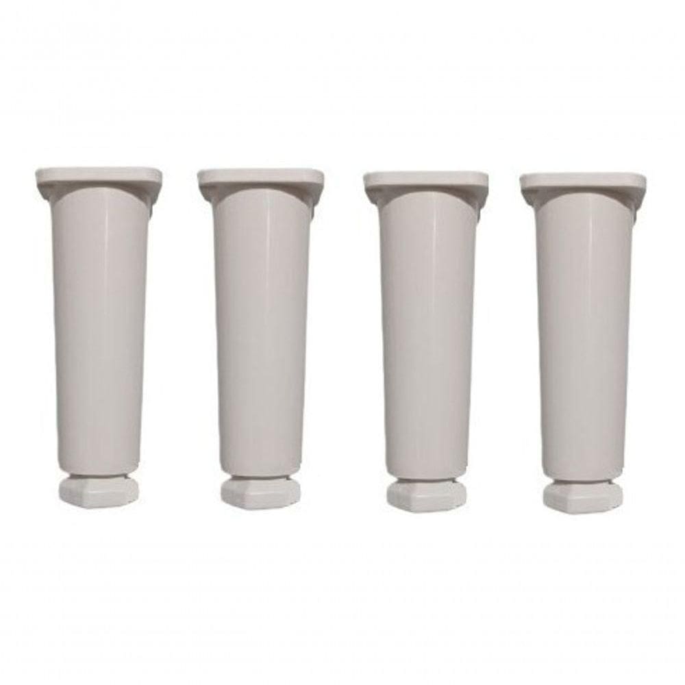 Kit Com 4 Pés Para Gabinete De Pia Armário Balcão 14cm Regulável Geli Branco