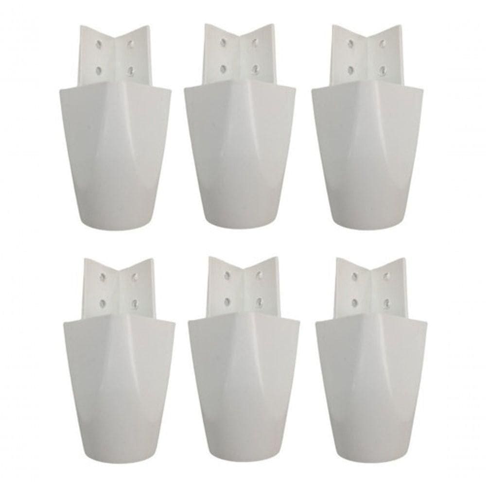 Kit Com 6 Pés Para Guarda Roupas Armários Roupeiros 7cm De Altura Branco Modelo Mari Plástico