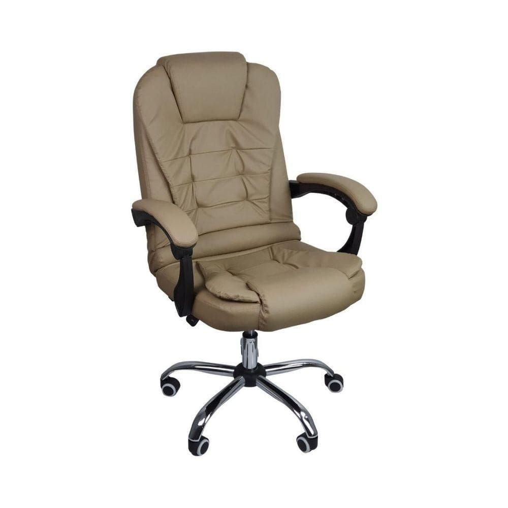 Cadeira De Escritório Presidente Reclinável Ergonômica Bege