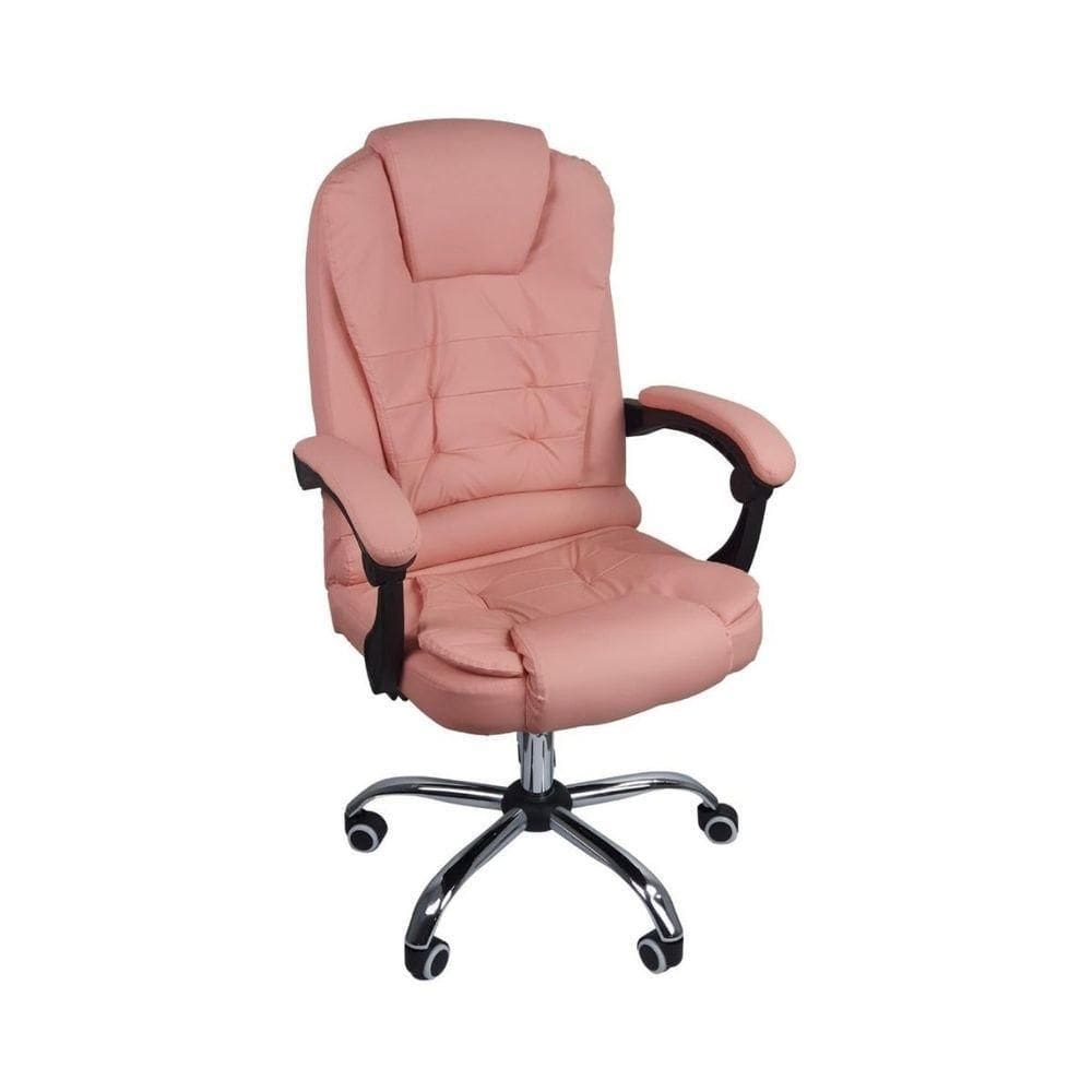 Cadeira De Escritório Presidente Reclinável Ergonômica Rosa Chiclete