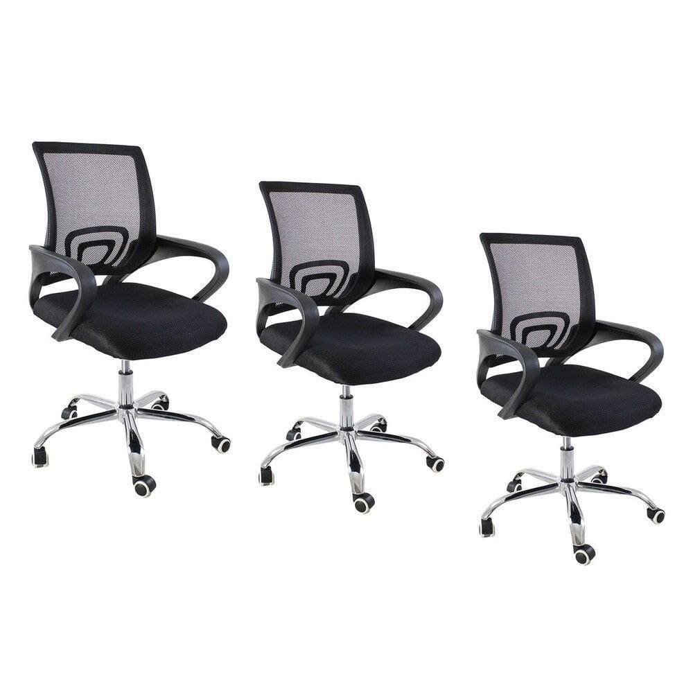 Kit 3 Cadeiras De Escritório Begonia Tela Mesh Ergonômico Preto