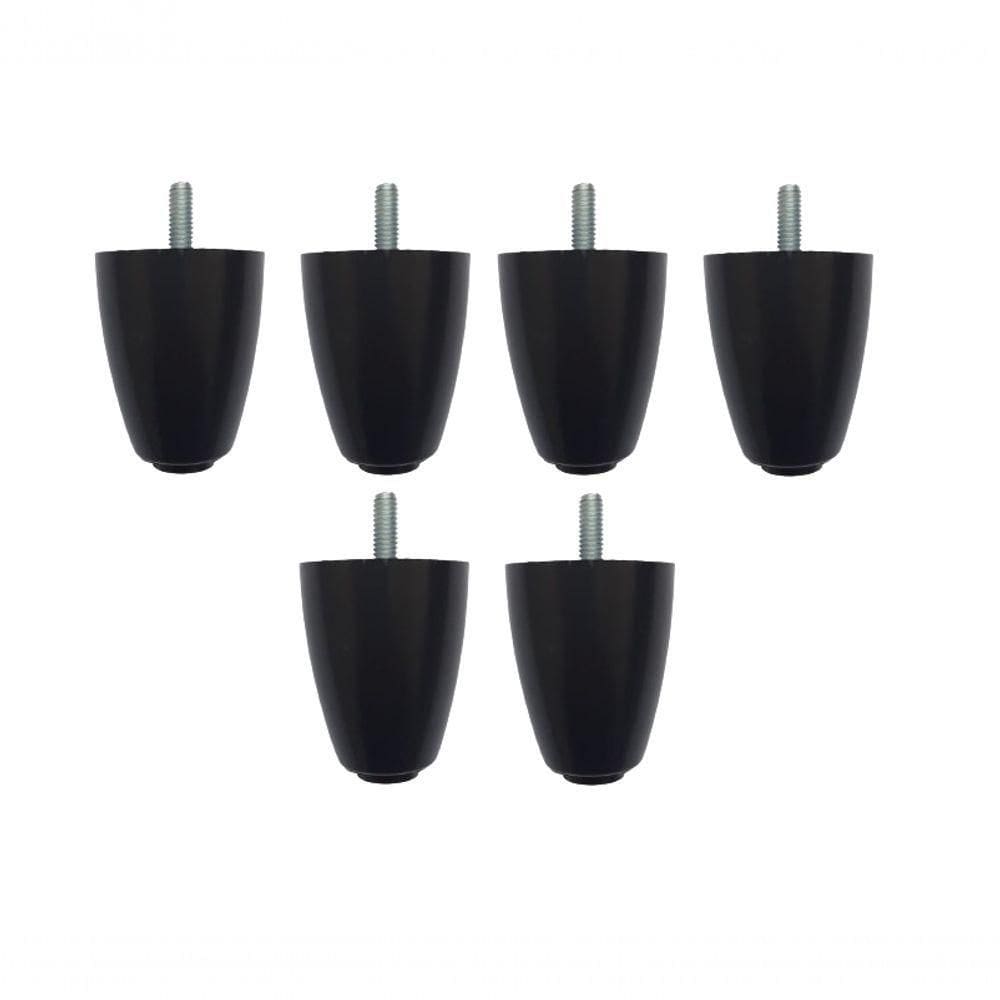 Kit Com 6 Pés Para Cama Box Baú P70 Rosca 5-16 Preto