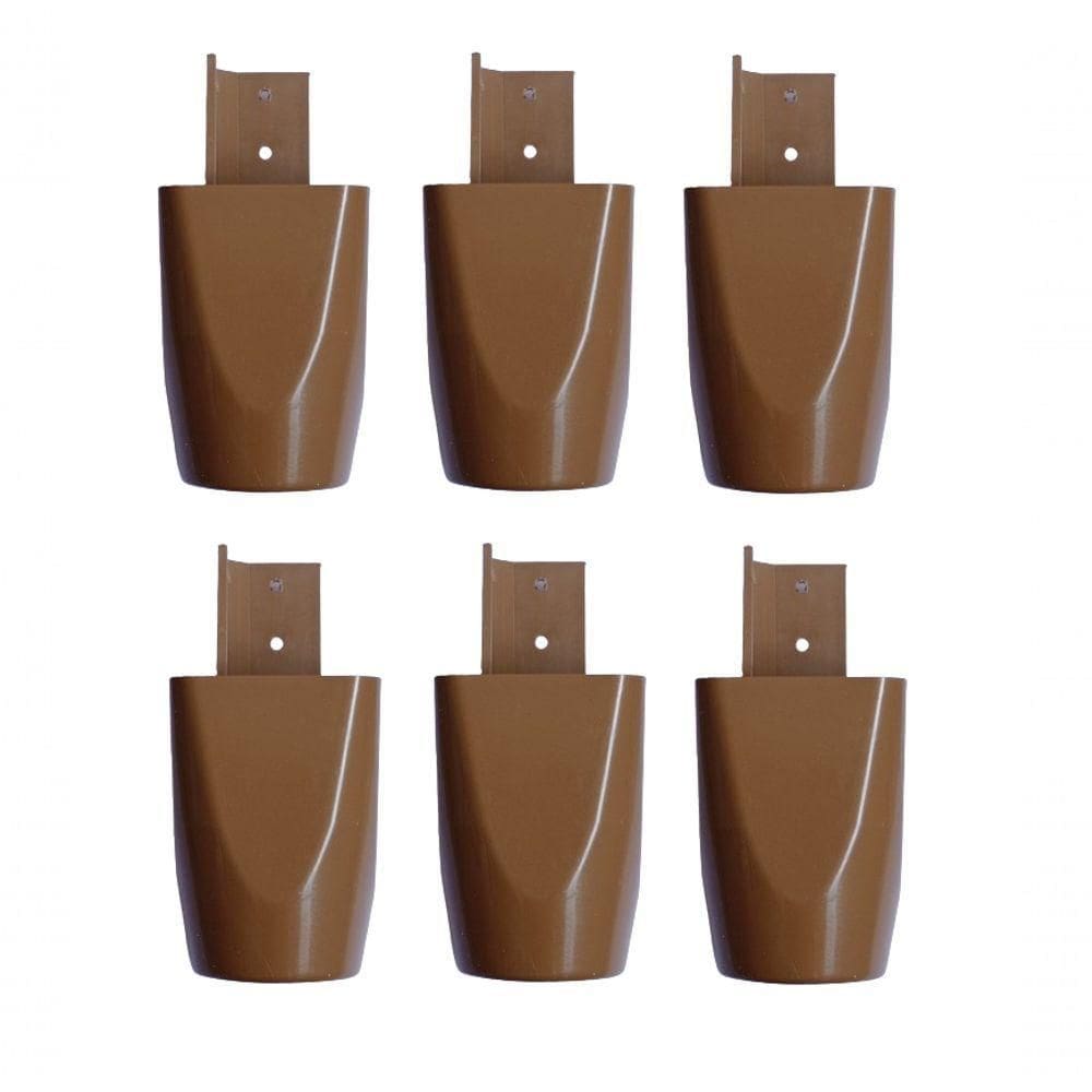 Kit Com 6 Pés De Roupeiros Armarios 7cm Mari Marrom Plástico