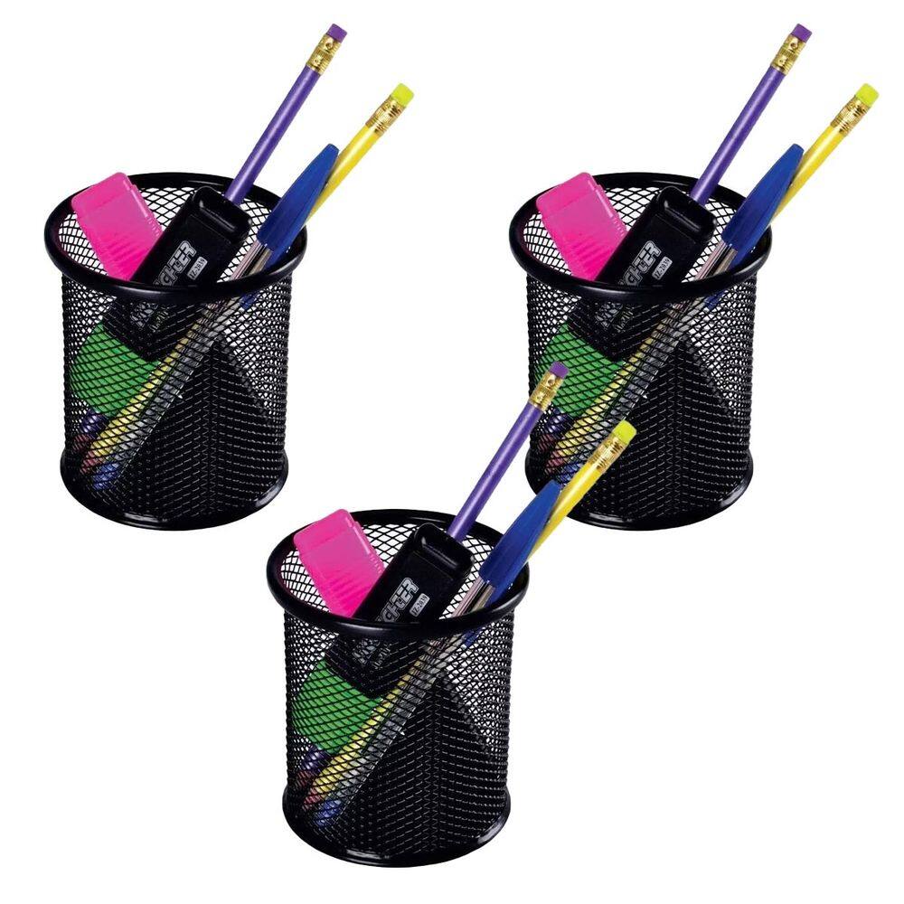 Porta Lapis Aramado Telado Kit 3 Unidades Caneta Lapis Organizador Mesa de Trabalho Escrivaninha Home Office Escritorio Multiuso Resistente