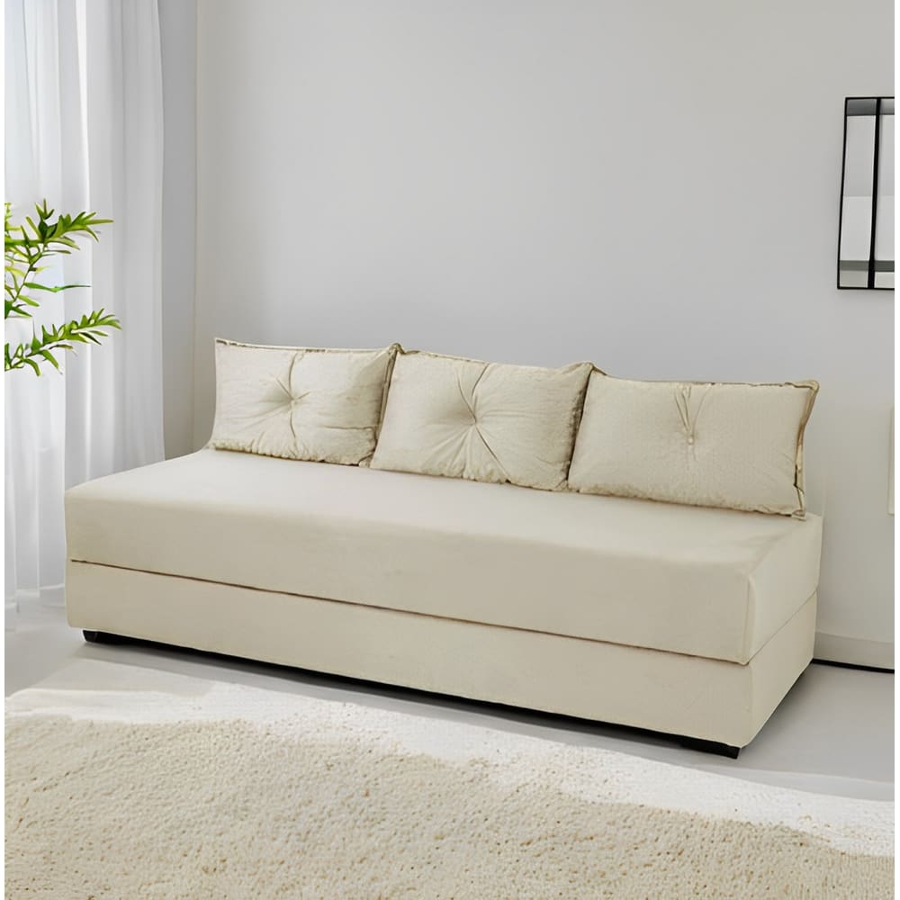 Sofá Cama 3em1 em Tecido Suede com Almofadas - Sofá que vira cama Multifuncional