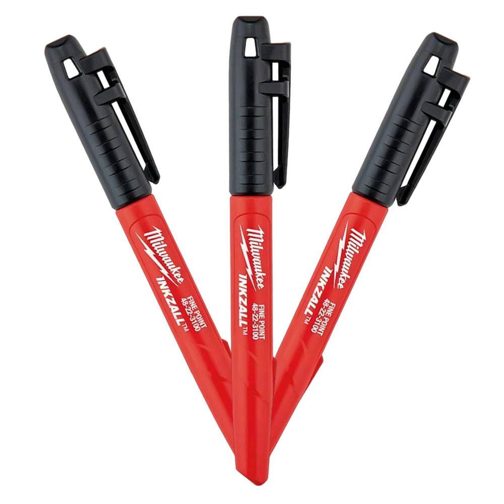 Kit Caneta Marcador Preta Inkzall 3 Unid. Milwaukee