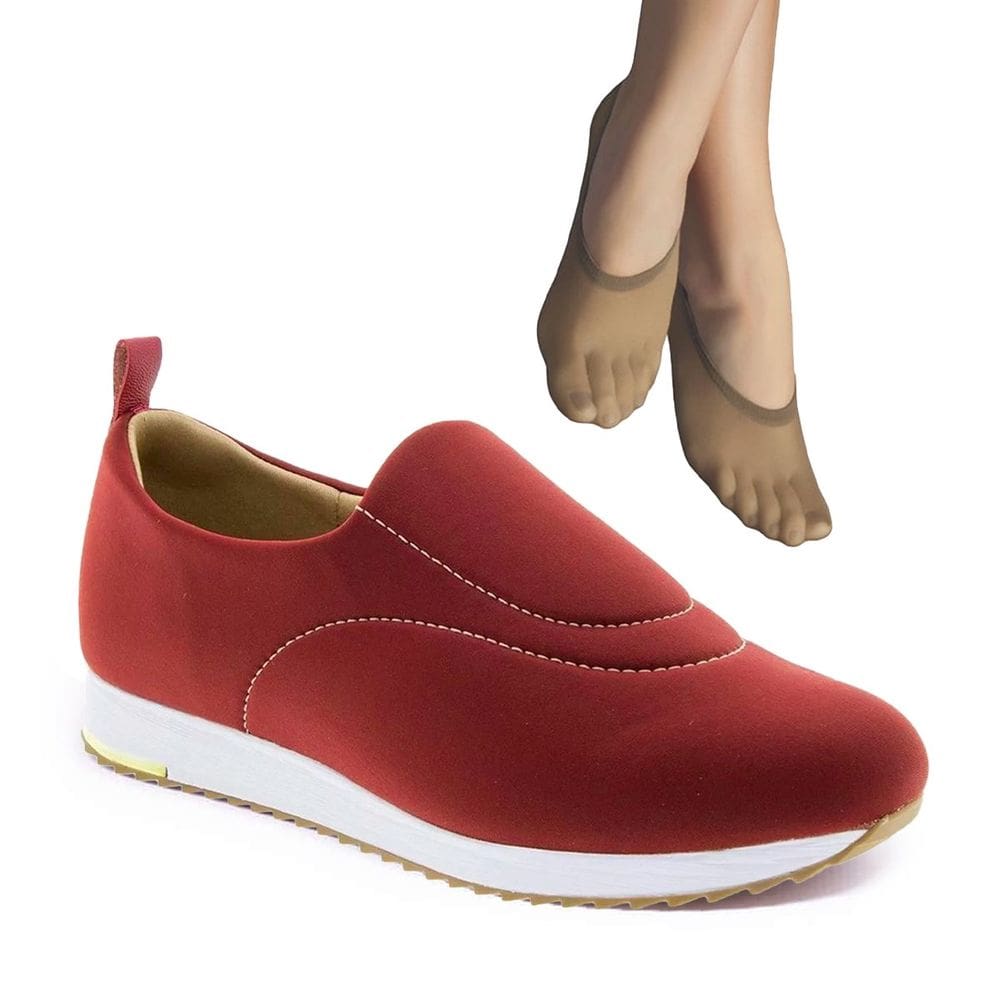 Tênis Usaflex Feminino Slip On Elastano V9103+2P de Meias Color Sports Sapatilha 9055