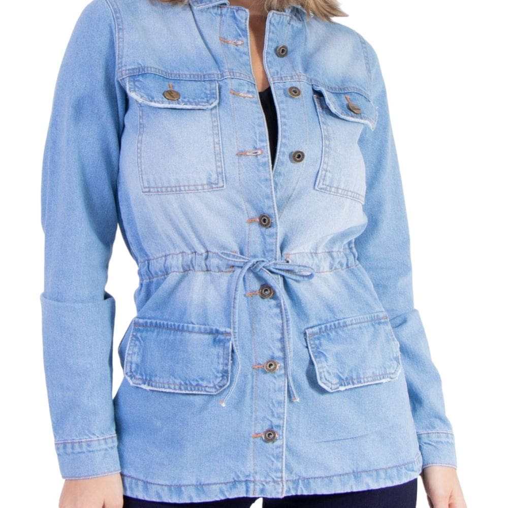 Jaqueta Parka Jeans 4 Bolsos Azul Claro Lady Rock