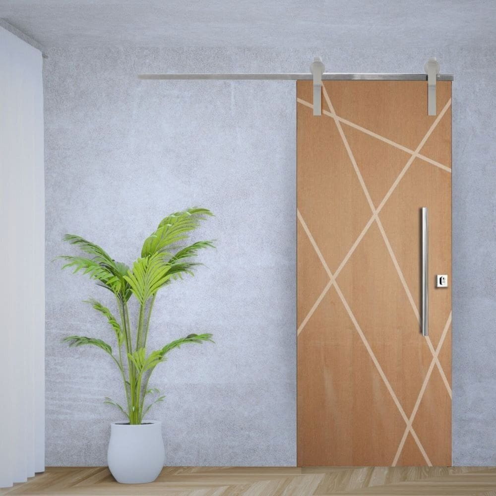 Porta de Correr Padrão Imbuia Agatha Trilho Soft Puxador Tubolar 800 Mm 82 X 210 Esquerdo Natural