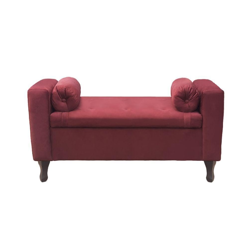 Recamier Bau Rico 160x Cama Queen Size Suede Vinho - Majú Decor