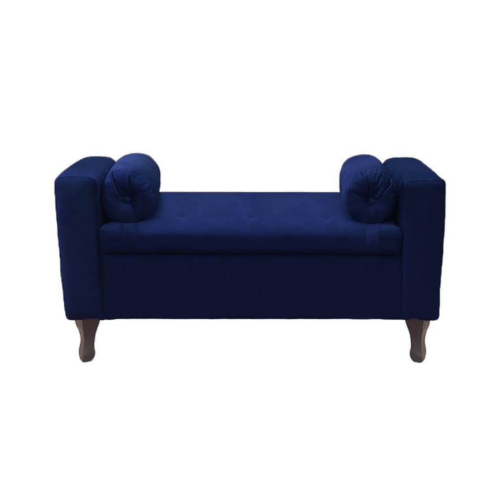 Recamier Bau Rico 160x Cama Queen Size Suede Azul Marinho - Majú Decor