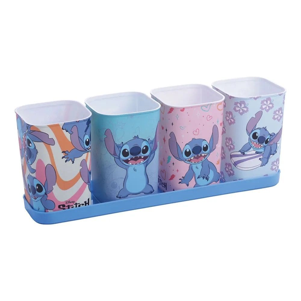 Acessório Para Mesa Com Bandeja Stitch Porta Canetas Com 5 Peças - Plasútil