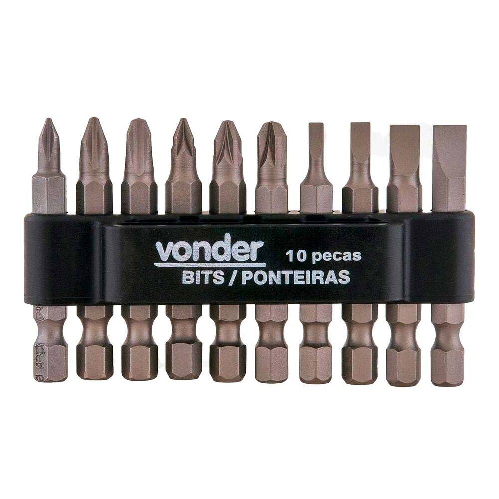 Jogo Bits Encaixe 1/4 com 10 Peças Vonder