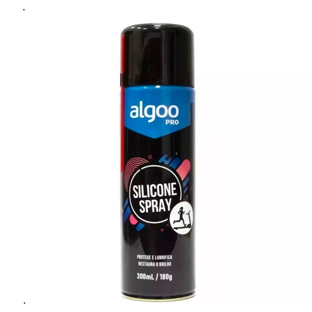 Silicone Spray Equipamentos de Musculação 300ml Lubrifica Protege Restaura o brilho Algoo